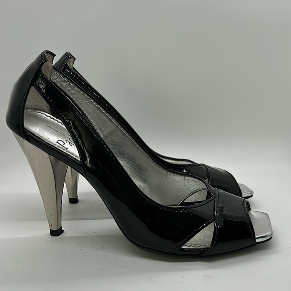 Linea Paolo Sexy Black/Silver Peep Toe Stiletto Heels Shoes **Size 6.5**🔥🔥 - Picture 3 of 9